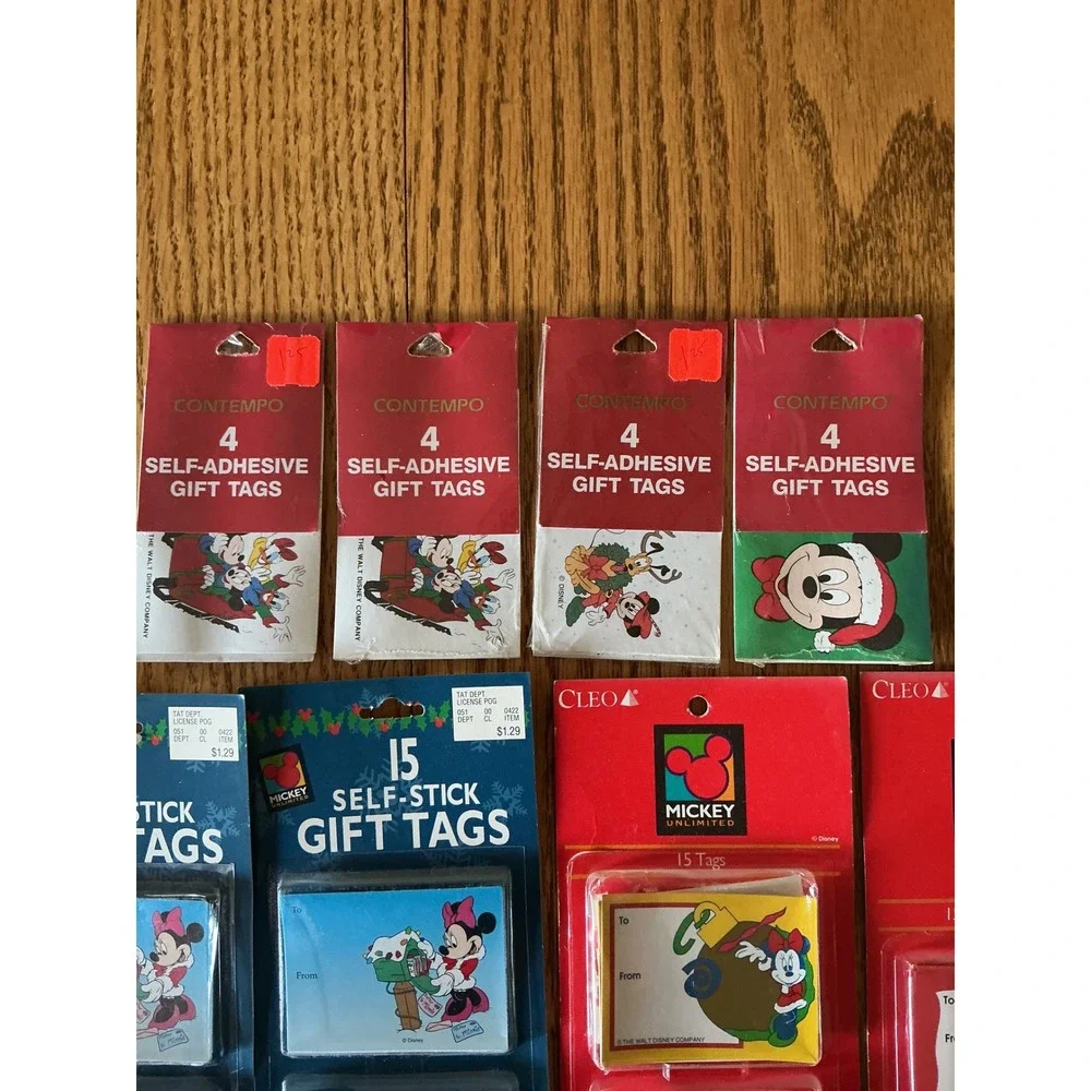 Vintage Disney Christmas Gift Tags Lot Mickey Minnie Donald Holiday Stickers NEW